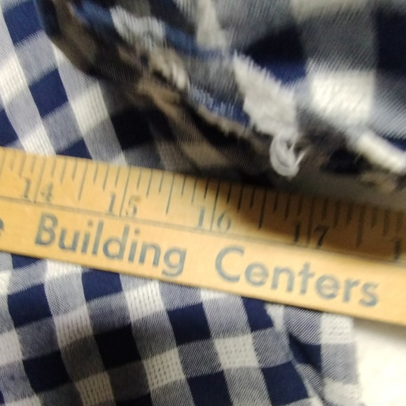 Blue Rain Cold Shoulder Top Ruffle Sleeve Blue & White Gingham Check Juniors XS - Picture 5 of 8